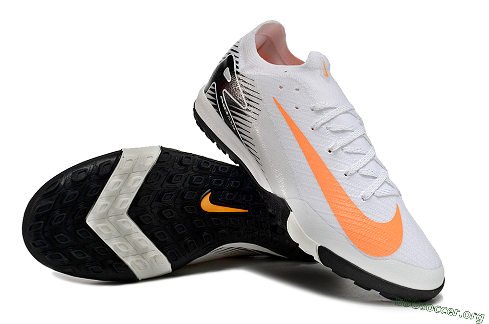 Nike Air Zoom Mercurial Vapor 16 Elite TF Football Shoes - White/Black/Orange 0