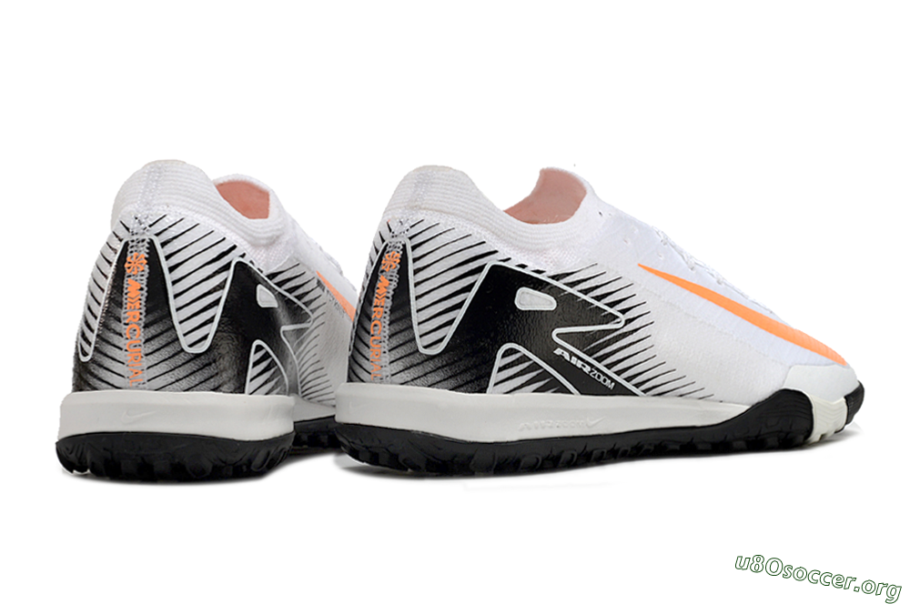 Nike Air Zoom Mercurial Vapor 16 Elite TF Football Shoes - White/Black/Orange 6