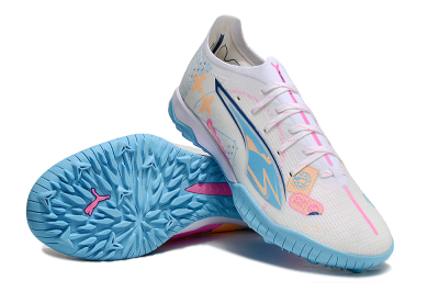 Puma Ultra 5 Ultimate TF Football Shoes - White/Blue/Pink/Yellow