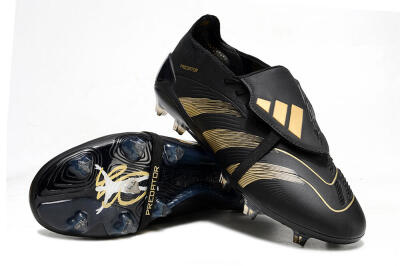 Adidas Predator Elite Foldover Tongue FG Football Boots - Black/Gold/Blue