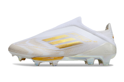 Adidas F50+ Lightstrike Pro Laceless FG Football Boots - White/Gold