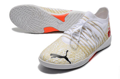 Puma Future Z 1.3 Teazer IC Football Shoes - White/Gold/Red