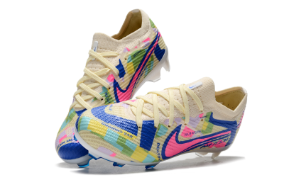 Kids Nike Air Zoom Mercurial Vapor 15 Elite FG Football Boots - Beige/Blue/Yellow/Pink