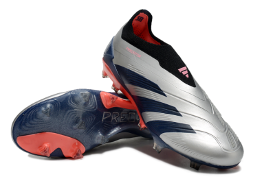 Adidas Predator 24 Elite laceless FG Football Boots - Silver/Blue/Red