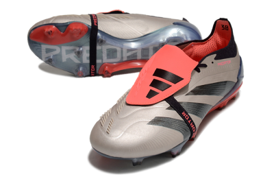 Adidas Predator Elite Foldover Tongue FG Football Boots - Platinum Metallic/Aurora Black/Carbon