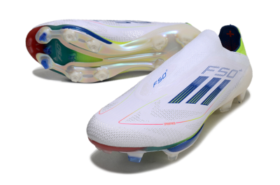 Adidas F50+ Lightstrike Elite FG Football Boots - White/Blue/Yellow