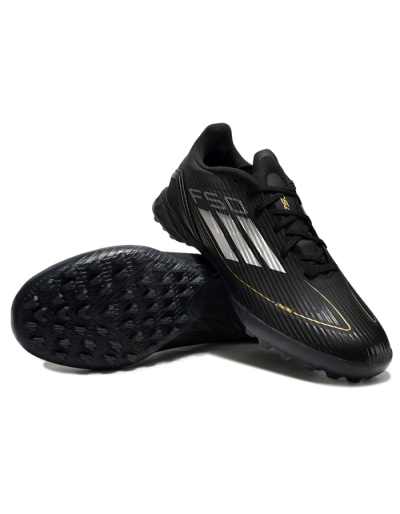 Adidas F50 Pro TF Football Shoes - Black/White/Gold