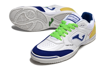 Joma Top Flex IC Football Shoes - White/Blue/Yellow