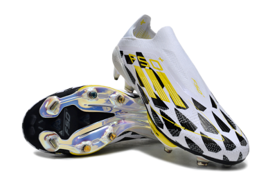 Adidas F50+ Elite Lightstrike Pro Laceless FG Football Boots - White/Black/Yellow