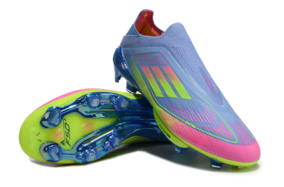 Adidas F50+ Elite Lightstrike Pro Laceless FG Football Boots - Blue/Pink/Yellow