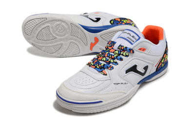 Joma Top Flex IC Football Shoes - White/Black/Blue