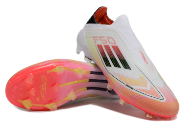 Adidas F50 Elite Laceless FG Football Boots - White/Red/Yellow