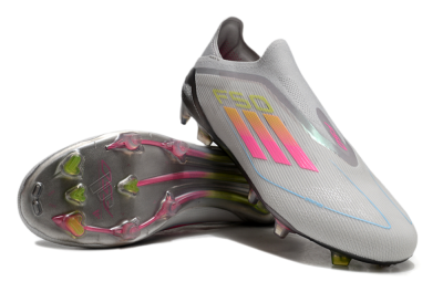 Adidas F50 Elite Laceless FG Football Boots - Grey/Pink/Yellow