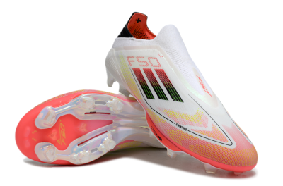 Adidas F50 Elite Lightstrike Laceless FG Football Boots - White/Red/Yellow