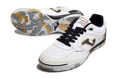 Joma Top Flex IC Football Shoes - White/Black/Gold