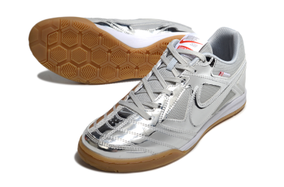 Nike Street Gato IC Football Shoes - Silver/White/Brown