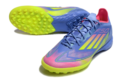 Adidas F50 Pro TF Football Shoes - Blue/Yellow/Pink