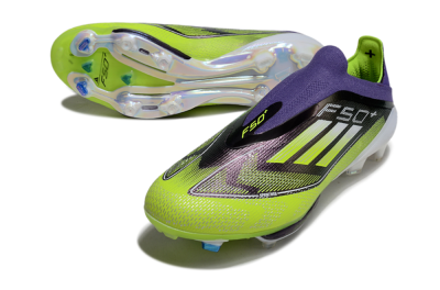 Adidas F50+ Elite Lightstrike Pro Laceless FG Football Boots - Purple/Yellow/White