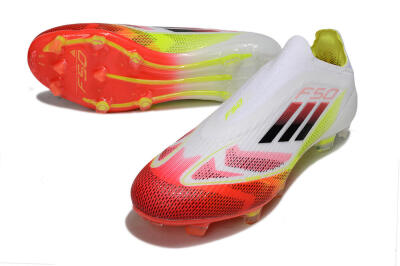 Adidas F50 Elite Laceless FG Football Boots - White/Red/Yellow