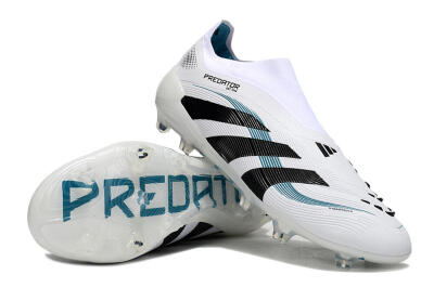 Adidas Predator 25 Elite Laceless FG Football Boots - White/Black/Blue