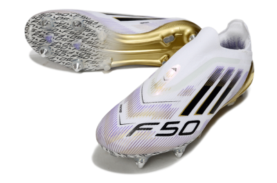 Adidas F50 Elite Laceless SG Football Boots - White/Purple/Gold