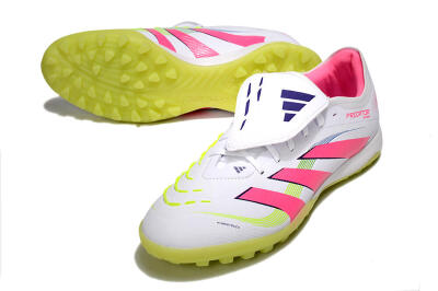 Adidas Predator 25 Elite Foldover Tongue TF Football Shoes - White/Pink/Yellow