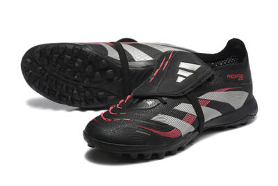 Adidas Predator 25 Elite Foldover Tongue TF Football Shoes - Black/Silver/Red