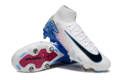 Nike Air Zoom Mercurial Superfly 10 Elite SG Football Boots - White/Black/Blue