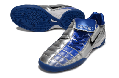 Nike Air Zoom Total 90 III IC Football Shoes - Silver/Black/Blue