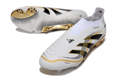 Adidas Predator Laceless Elite 25 FG Football Boots - White/Black/Gold