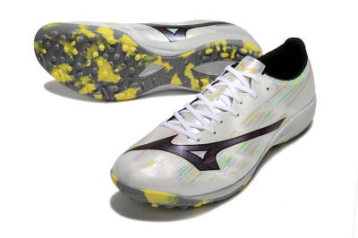 Mizuno Alpha Beta TF Football Shoes - White/Pink/Yellow