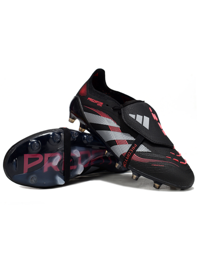 Adidas Predator 25 Elite Foldover Tongue FG Football Boots - Black/Grey/Red
