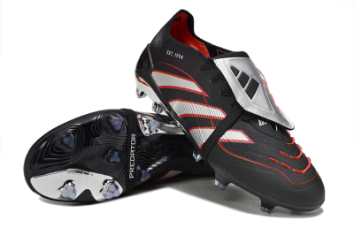Adidas Predator 25 Elite Foldover Tongue FG Football Boots - Black/Silver/Red