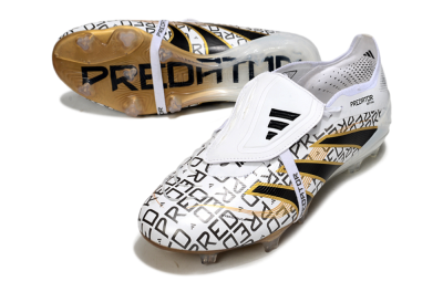 Adidas Predator 25 Elite Foldover Tongue FG Football Boots - White/Black/Gold