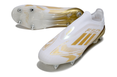 Adidas F50 Elite Laceless SG Football Boots - White/Gold