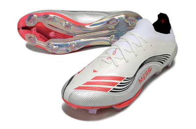 Messi x Adidas F50+ Elite FG Football Boots - Silver/Red/Black