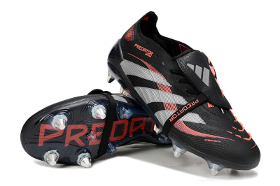 Adidas Predator 25 Elite Foldover Tongue SG Football Boots - Black/Red/Silver