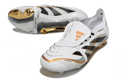 Adidas Predator 25 Elite Foldover Tongue FG Football Boots - White/Black/Gold