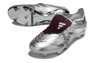 Adidas Predator 25 Elite Foldover Tongue FG Football Boots - Silver/Black/Red