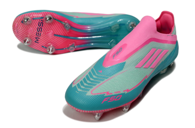 Messi x Adidas F50 Elite Laceless SG Football Boots - Green/Pink