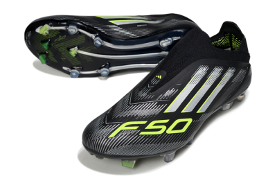 Adidas F50 Elite Laceless FG Football Boots - Black/Silver/Yellow