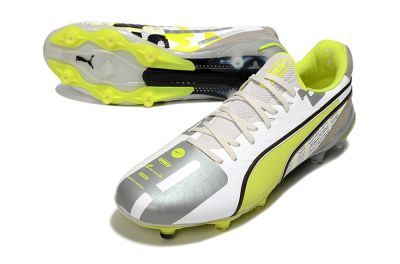 Puma King Ultimate AG Football Boots - White/Silver/Yellow