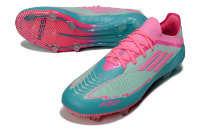 Messi x Adidas F50 Elite FG Football Boots - Jade/Pink/Blue