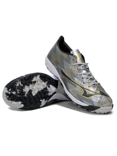 Mizuno Morelia Alpha Beta TF Football Shoes - Silver/Gold/Black