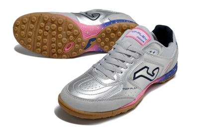Joma Top Flex TF Football Shoes - Silver/Pink/Blue