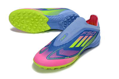 Adidas F50 Elite Laceless TF Football Shoes - Blue/Pink/Yellow