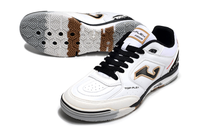 Joma Top Flex IC Football Shoes - White/Black/Brown