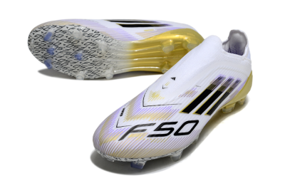 Adidas F50 Elite Laceless FG Football Boots - White/Purple/Black/Gold