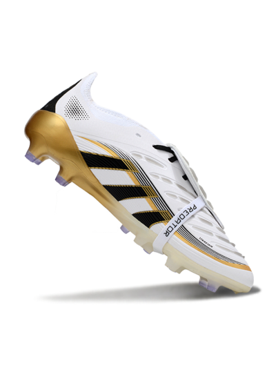 Adidas Predator 25 Elite Foldover Tongue FG Football Boots - White/Black/Gold