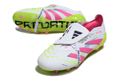 Adidas Predator 25 Elite Foldover Tongue AG Football Boots - White/Pink/Yellow